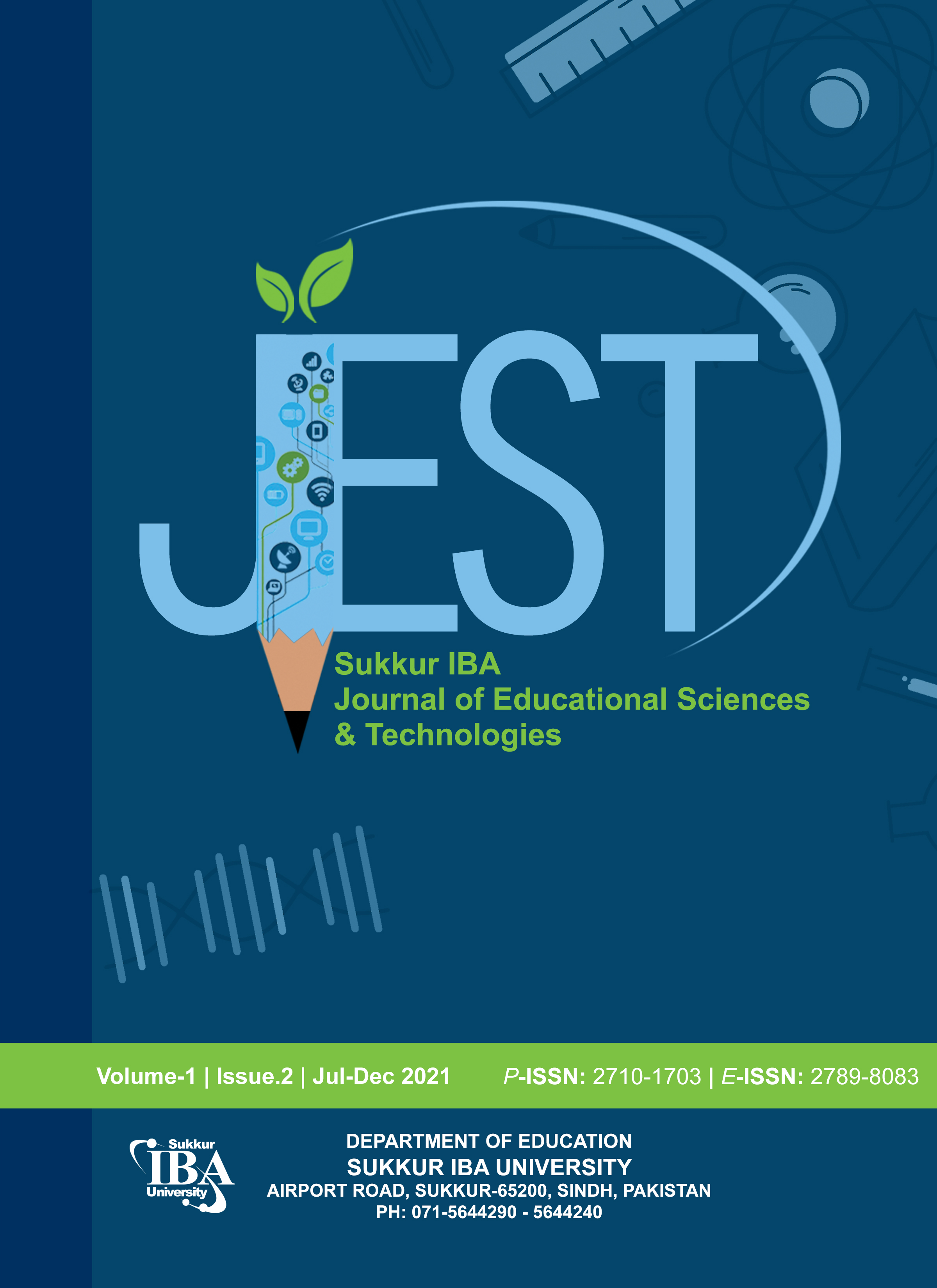 					View Vol. 1 No. 2 (2021): Vol. 1, No. 2 | July – December 2021 Sukkur IBA Journal of Educational Sciences & Technologies - SJEST
				
